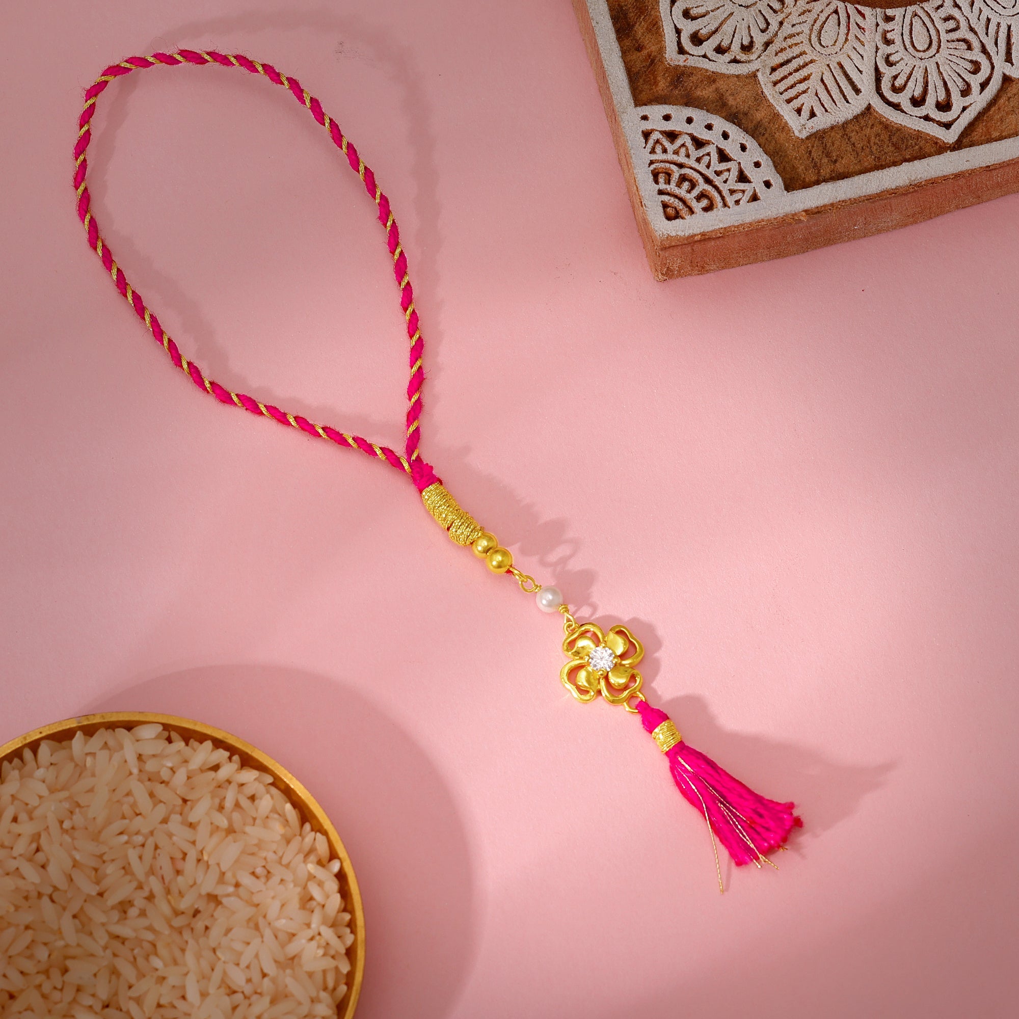 Golden Fleur Lumba Rakhi — image 1