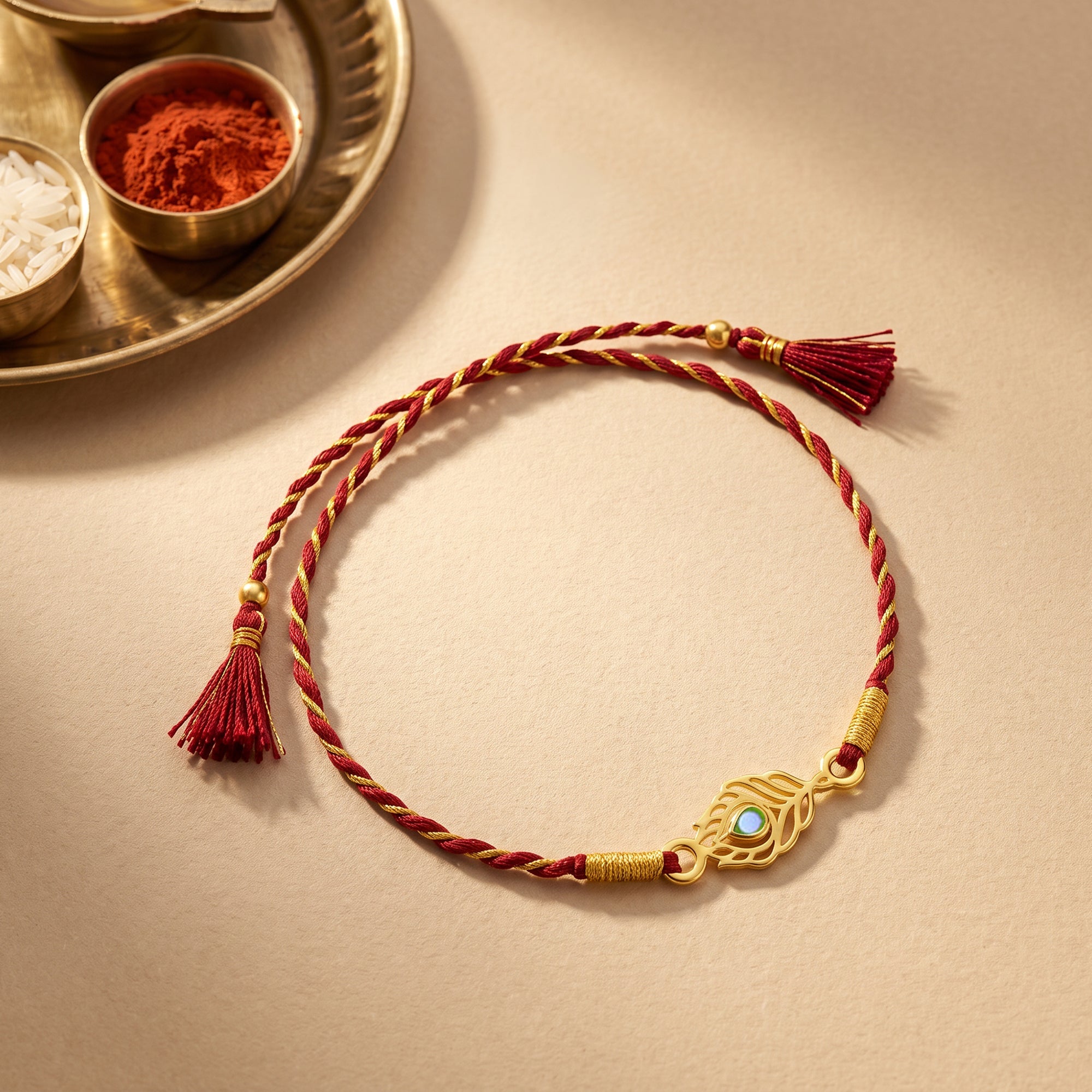 Golden Beautiful Feather Rakhi — image 1