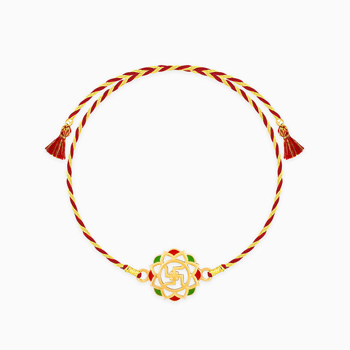 Golden Classic Swastik Rakhi — image 3