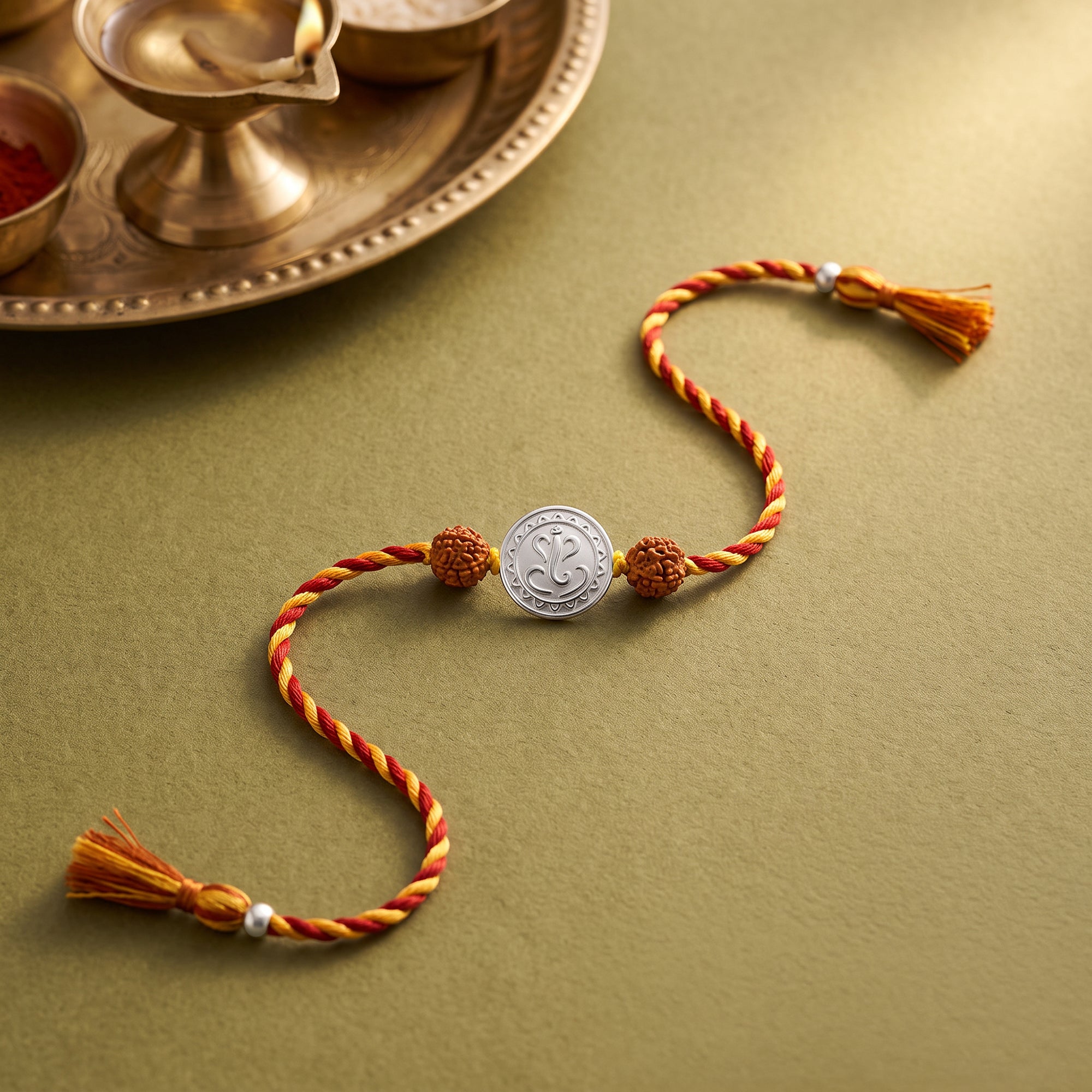 Silver Vignesha Rudraksha Rakhi — image 1