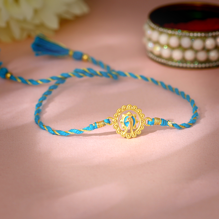 Golden Peacock Blossom Rakhi — image 1