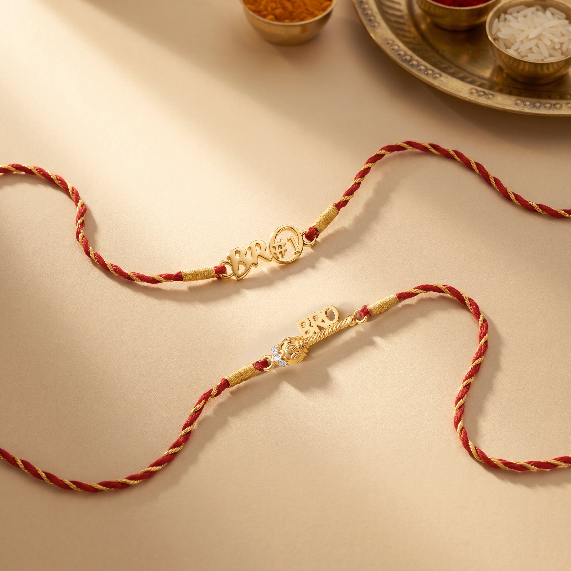 Golden My Bro Rakhi Combo (Set of 2) — image 1