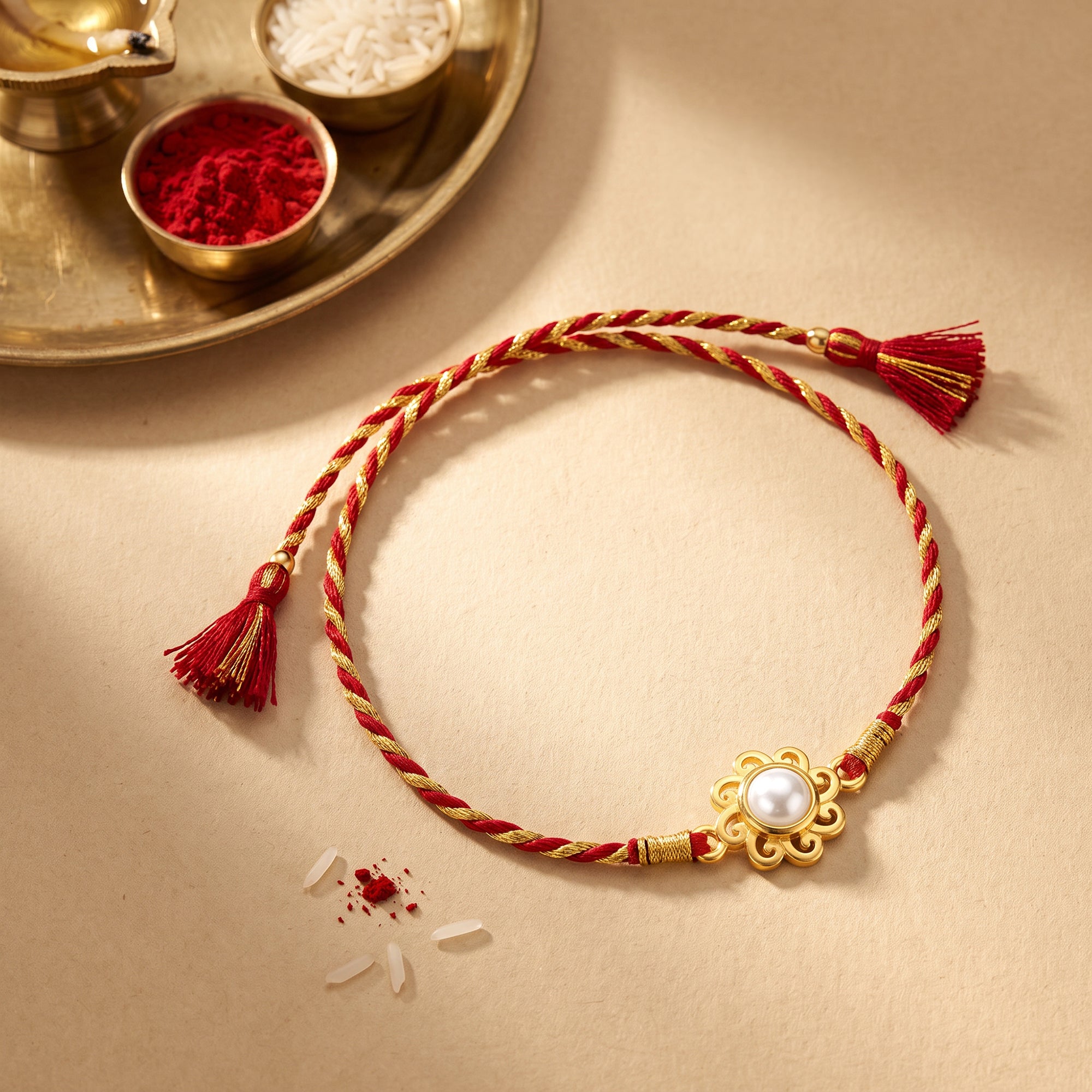 Gold Pearl Love Rakhi — image 1