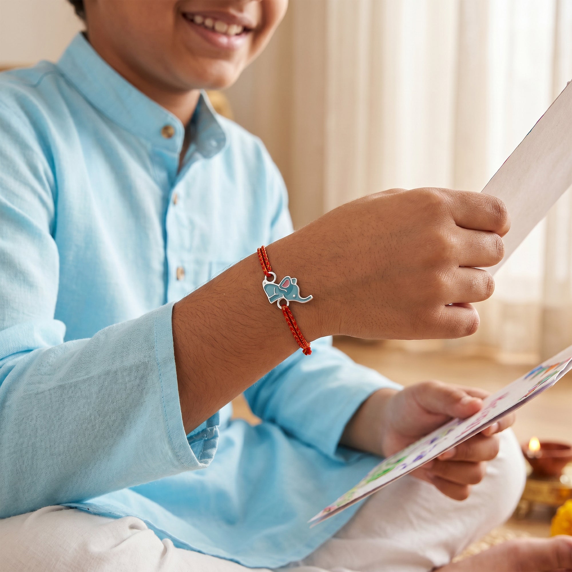 Silver Elephant & Panda Kids Rakhi Combo (Set of 2) — image 3