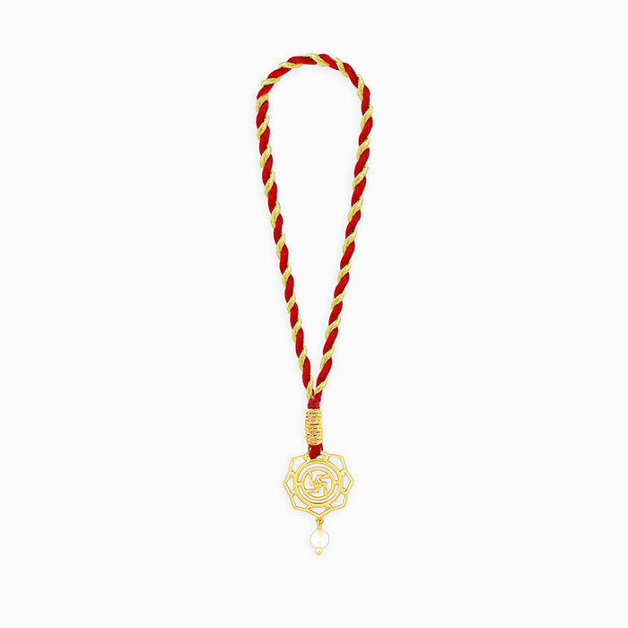 Golden Divya Swastik Lumba Rakhi — image 3