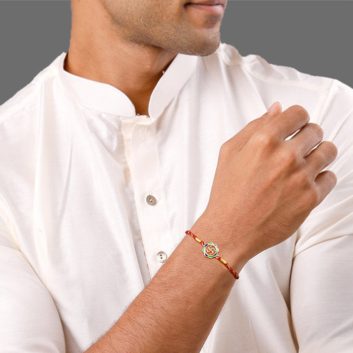 Golden Shubh Swastik Rakhi — image 2