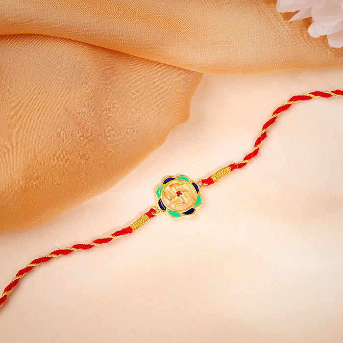 Golden Shubh Swastik Rakhi — image 1