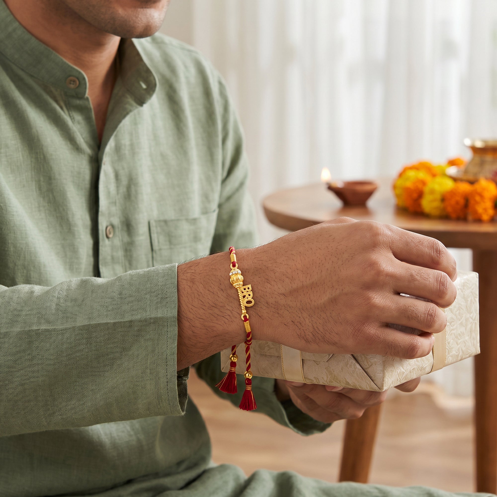 Golden Bhai Rakhi Combo (Set of 3) — image 3