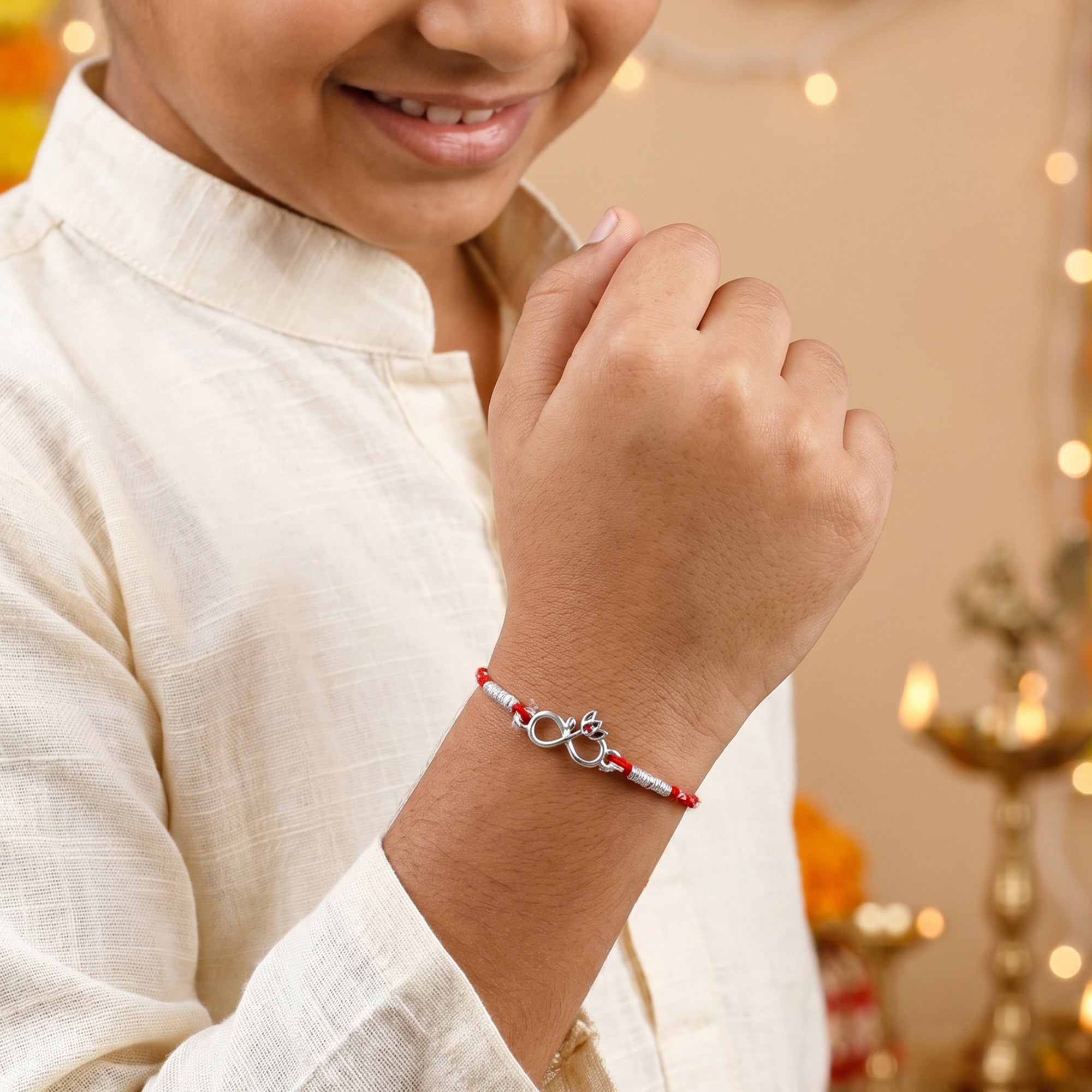 Silver Infinity Lotus Rakhi — image 2