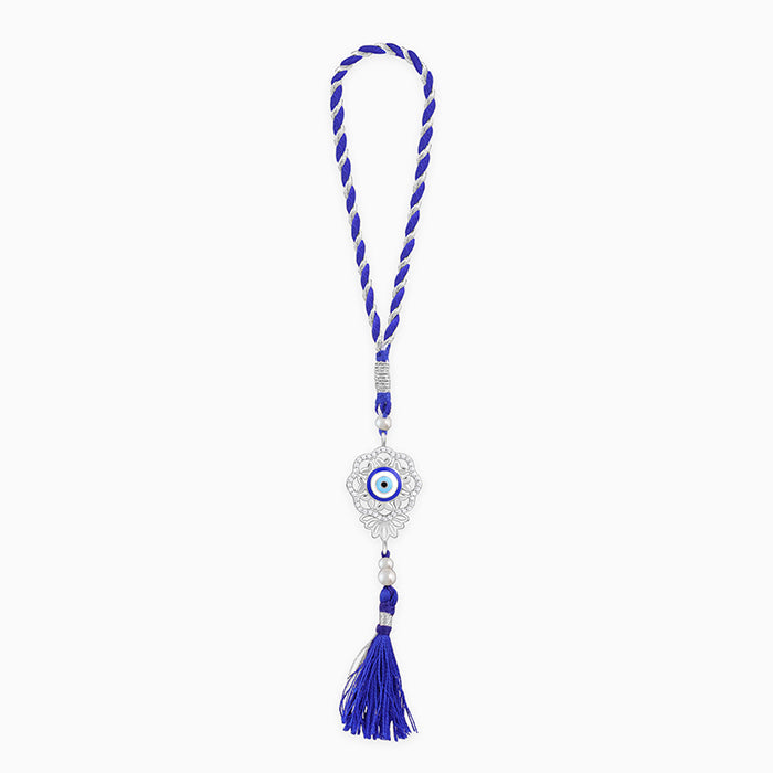 Silver Floral Evil Eye Lumba Rakhi — image 3