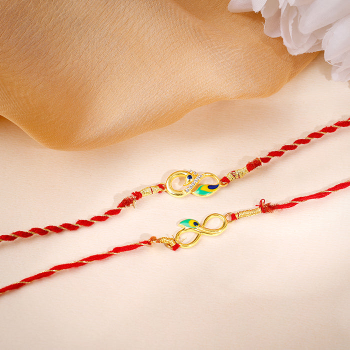 Golden Mor Pankh Rakhi Combo (set of 2) — image 1