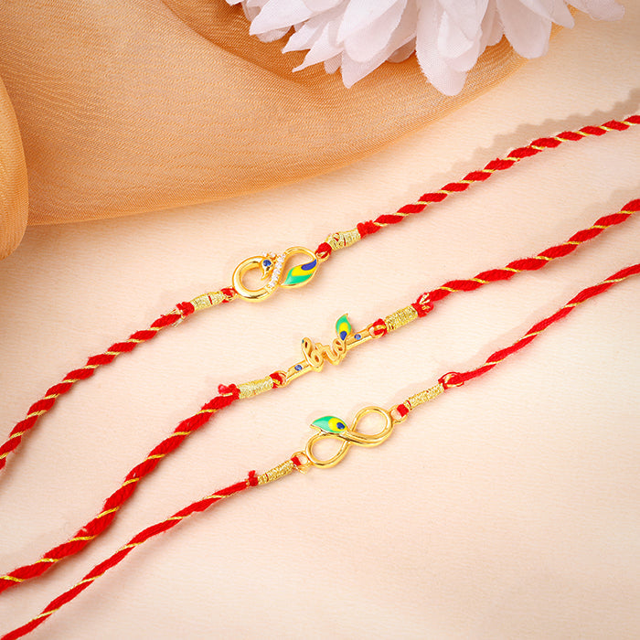 Golden Mor Rakhi Combo (Set of 3) — image 1