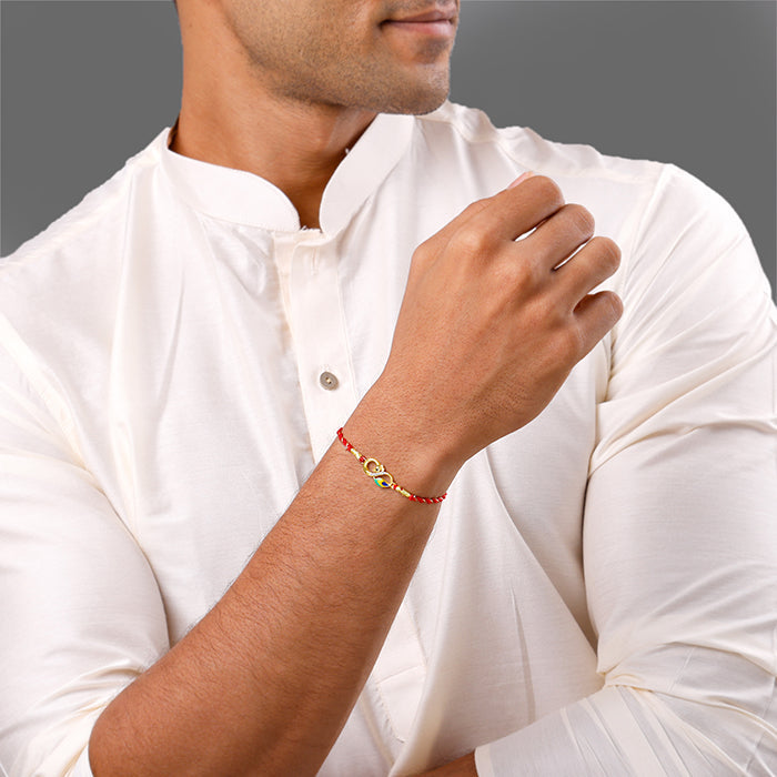 Golden Morbandhan Bhaiya Bhabhi Rakhi Combo (Set of 3) — image 3