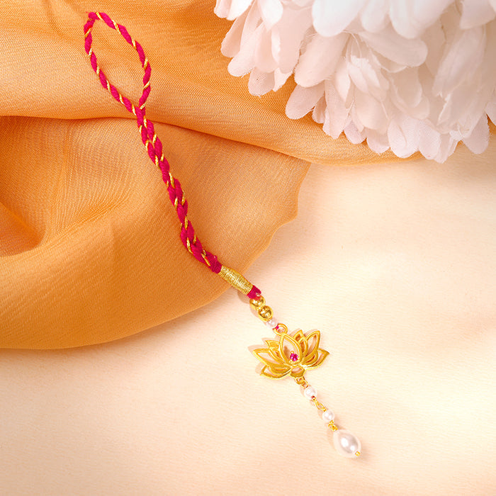 Golden Kamal Vibes Lumba Rakhi — image 1