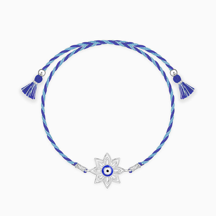 Silver Bloom Evil Eye Rakhi — image 3