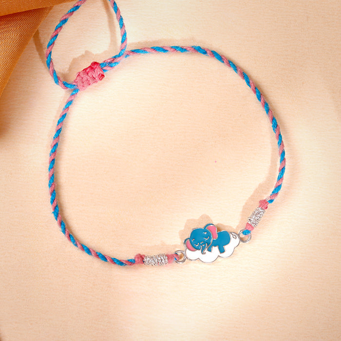 Silver Adorable Elephant Kids Rakhi — image 1