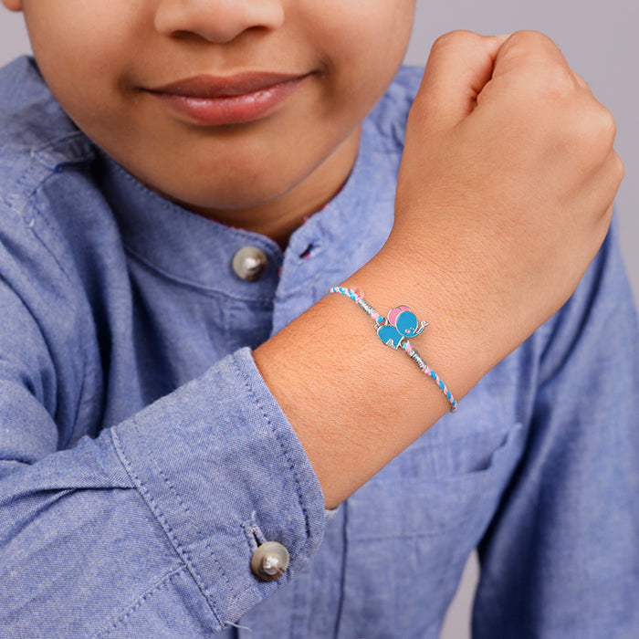 Silver Cute Haathi Kids Rakhi — image 2