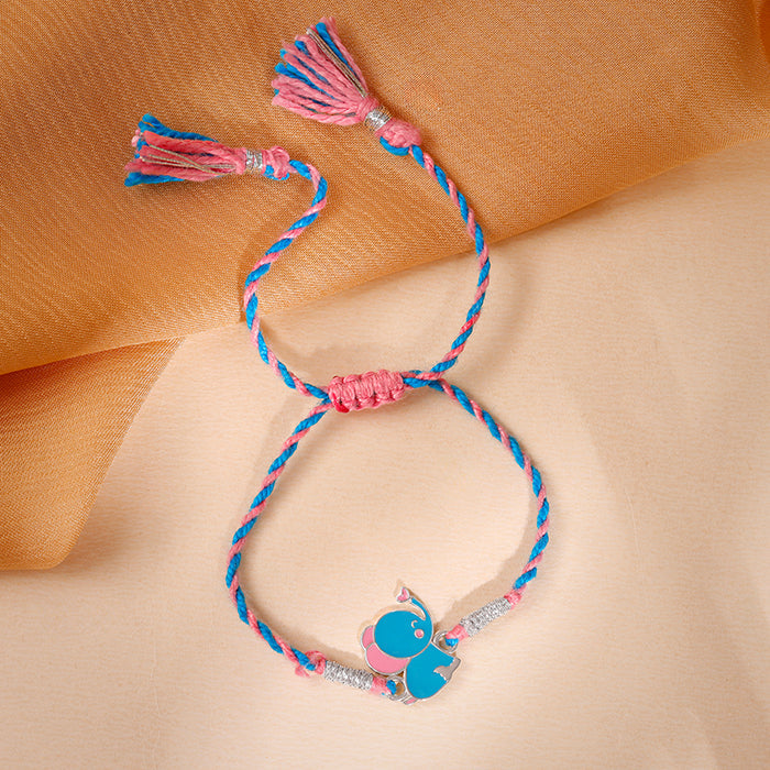 Silver Cute Haathi Kids Rakhi — image 1