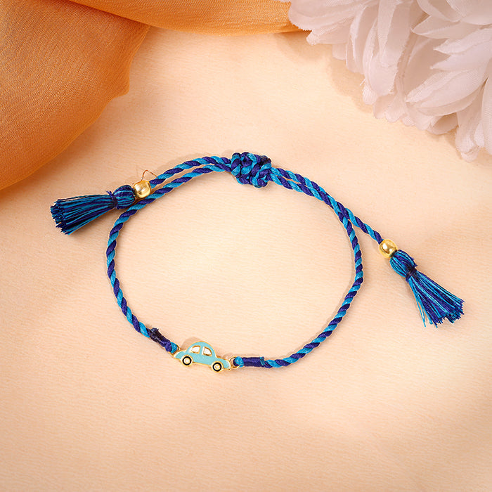 Golden Cute Car Kids Rakhi — image 1