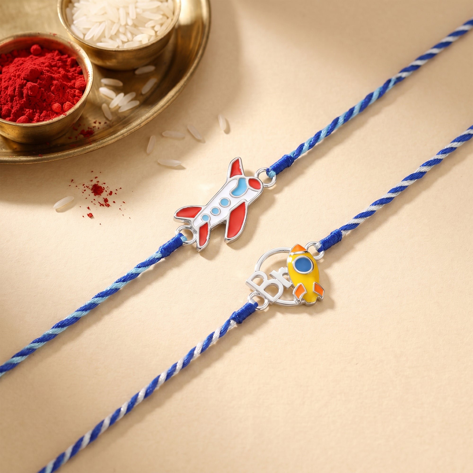 Silver Aeroplanes Kids Rakhi Combo (Set of 2) — image 1