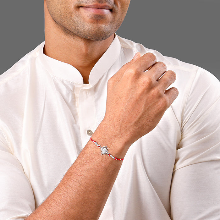 Silver Sunburst Rakhi — image 2