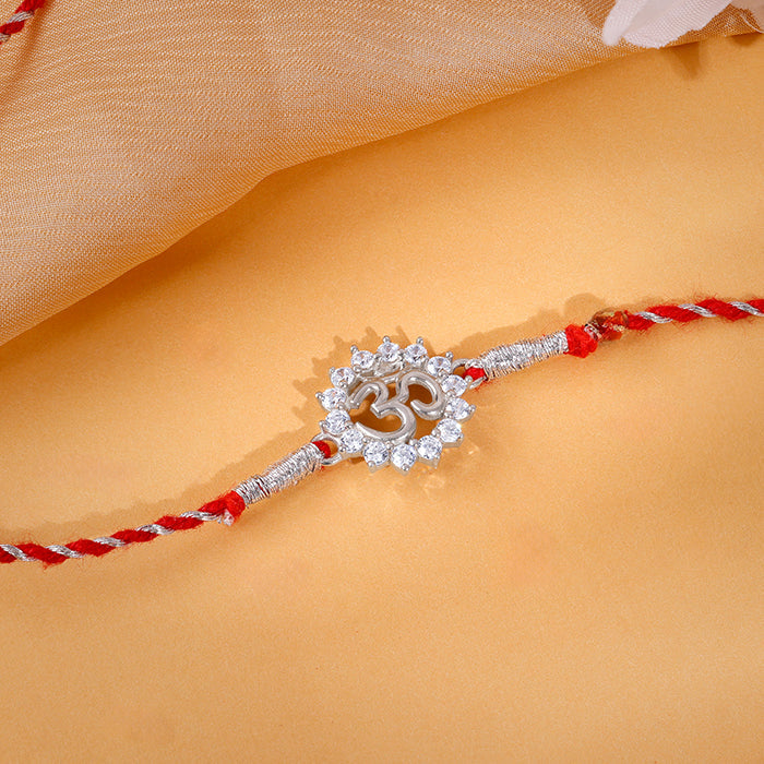 Silver Floret Om Rakhi — image 1