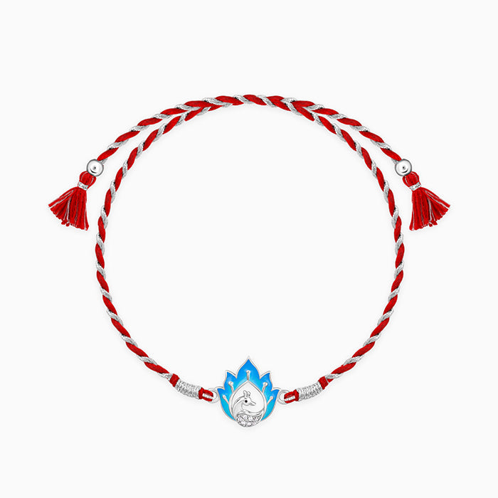 Silver Flaming Peacock Rakhi — image 3