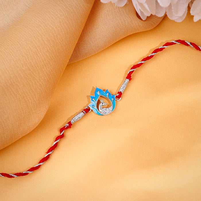 Silver Flaming Peacock Rakhi — image 1