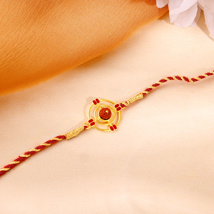 Golden Divya Rudraksha Rakhi — image 1