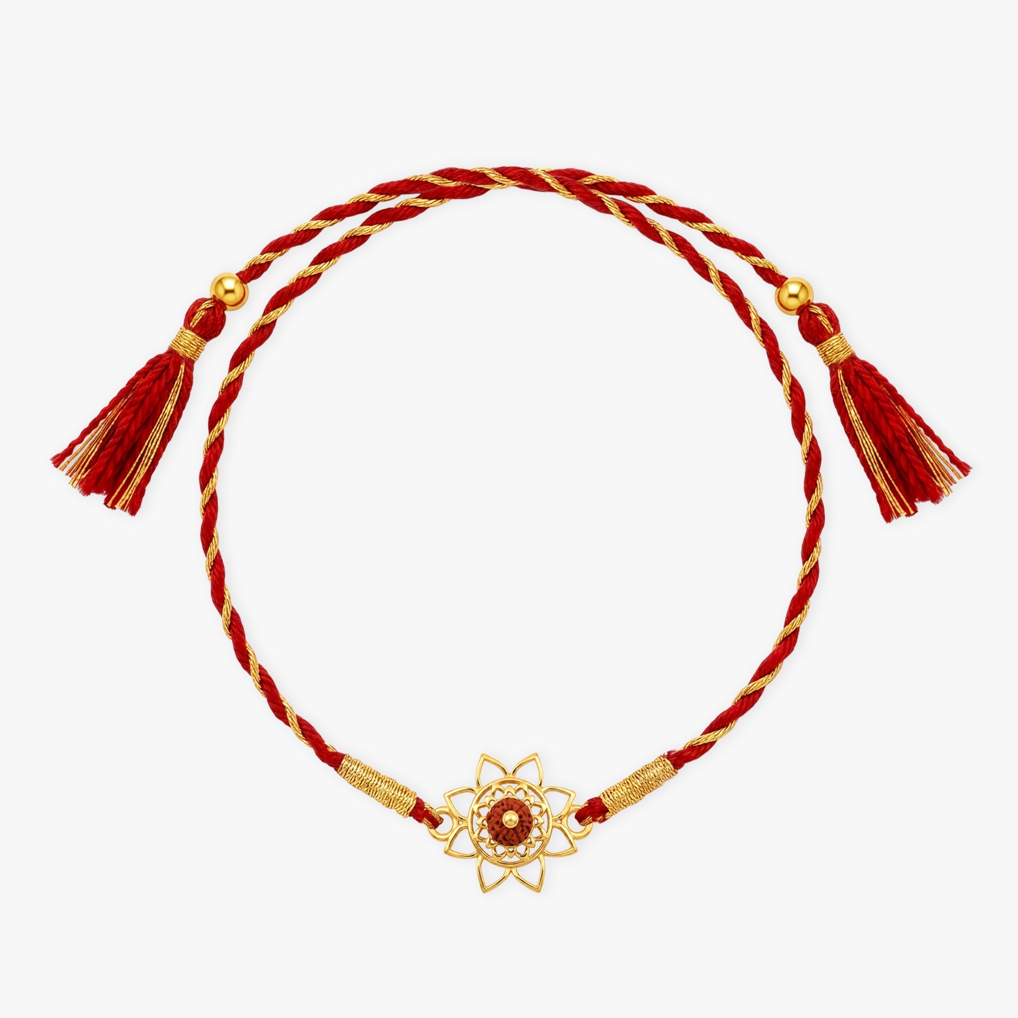 Golden Flower Rudraksham Rakhi — image 3