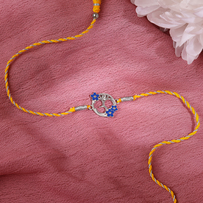 Silver Floral Omkara Rakhi — image 1