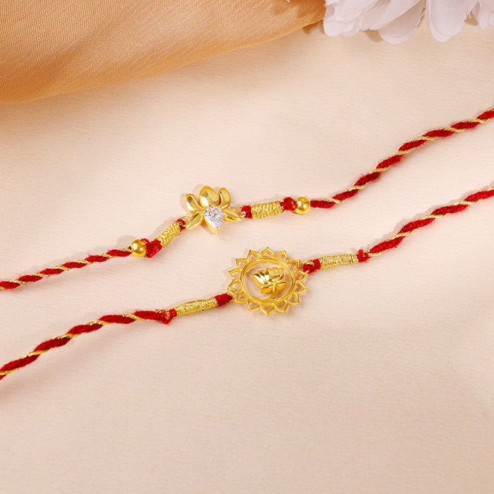 Golden Lotus Love Rakhi Combo (Set of 2) — image 1