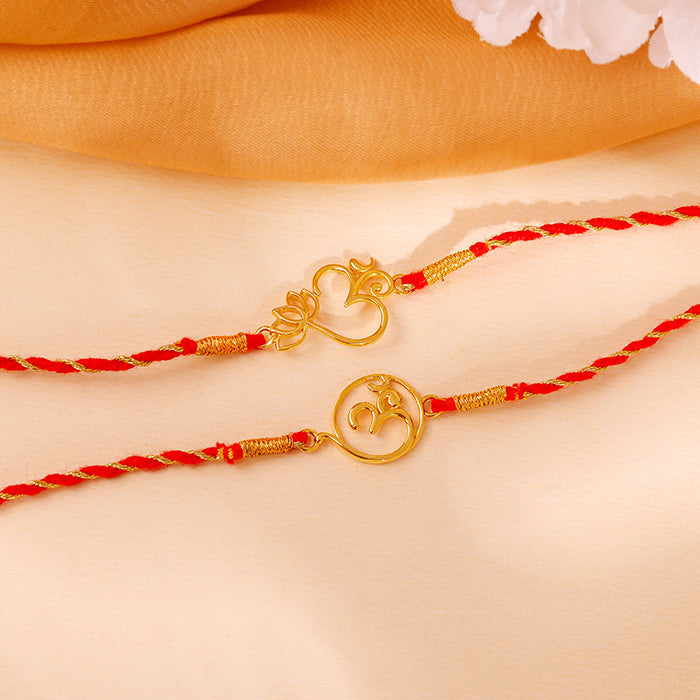 Golden Sacred Bloom Rakhi Combo (Set of 2) — image 1