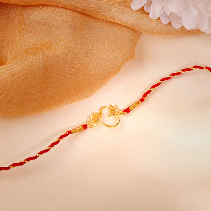 Golden Floral Omkara Rakhi — image 1