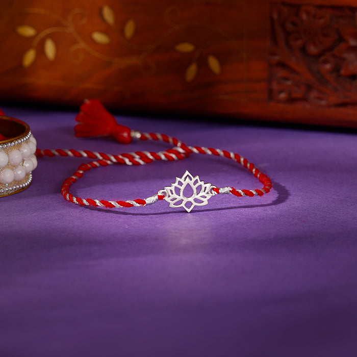 Silver Lotus Rakhi — image 1