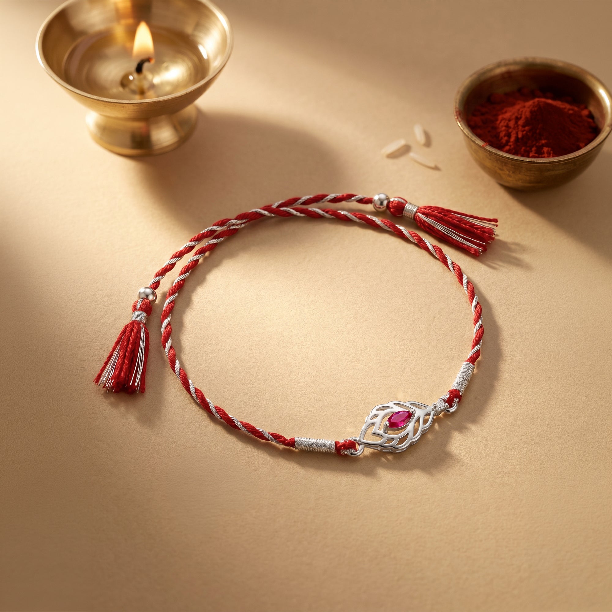 Silver Feather Rakhi — image 1