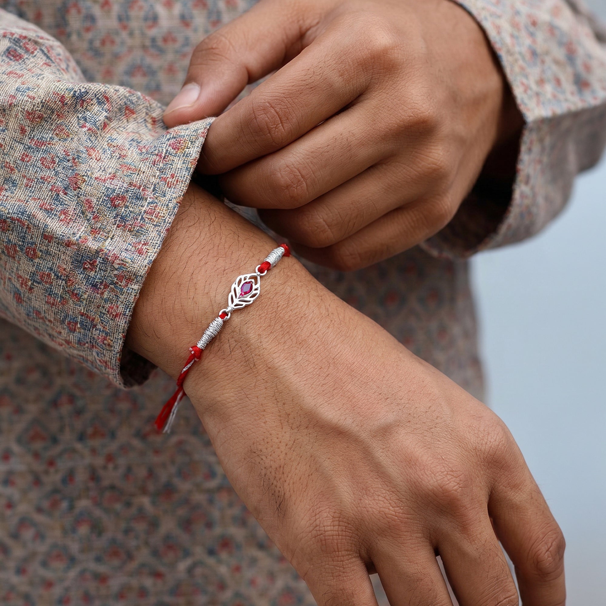 Silver Feather Rakhi — image 2