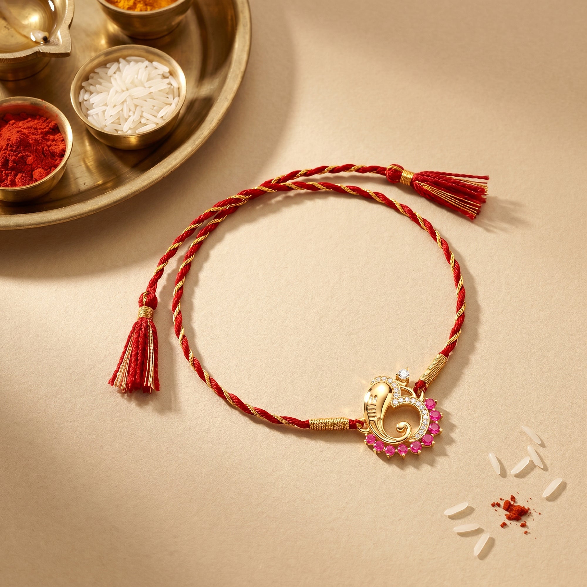 Golden Divine Ganapathi Rakhi — image 1