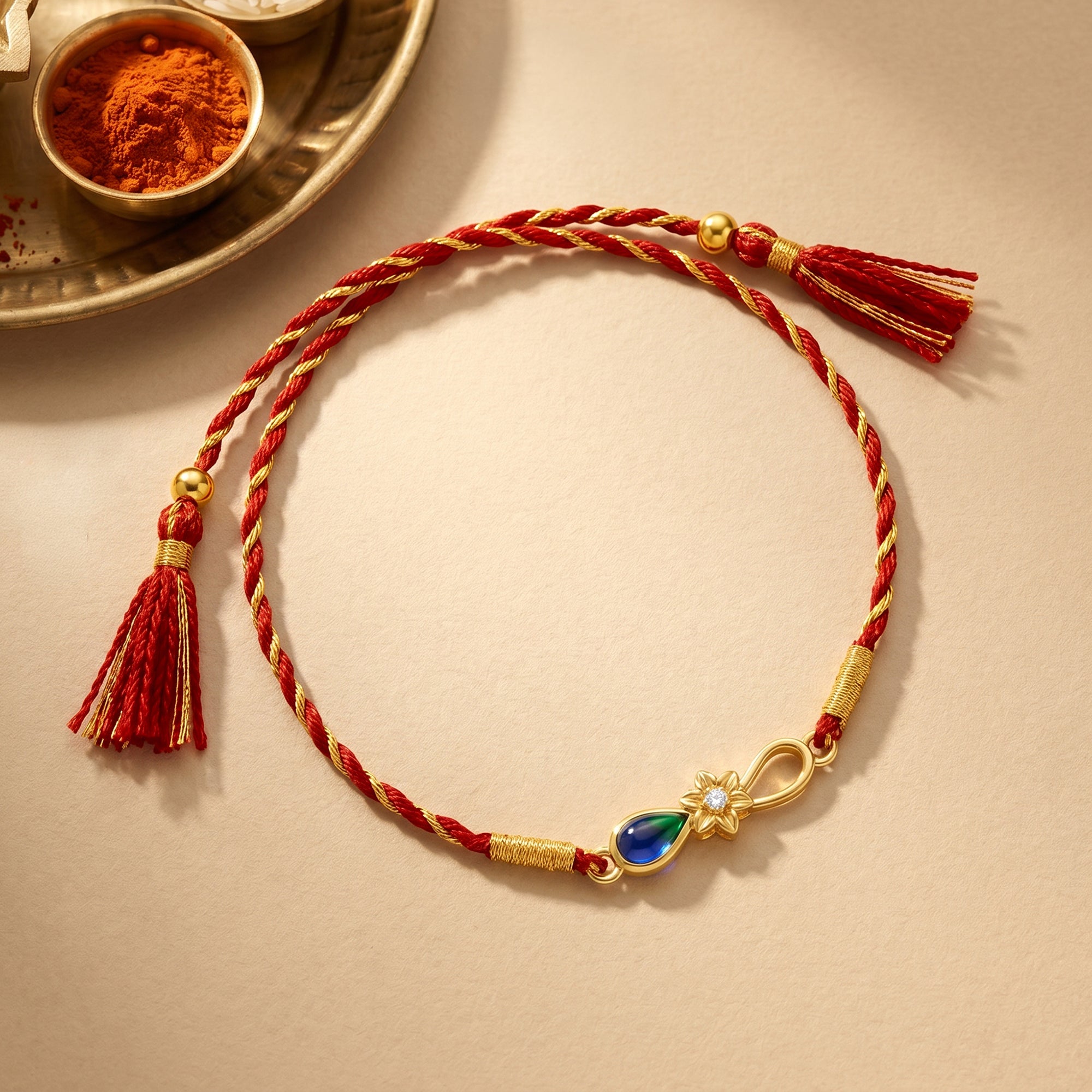 Golden Floral Mayur Rakhi — image 1