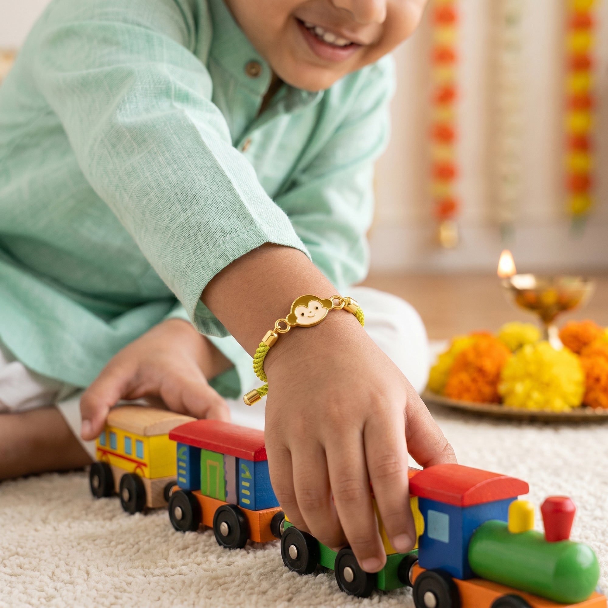 Golden Monkey Charm Kids Rakhi — image 2