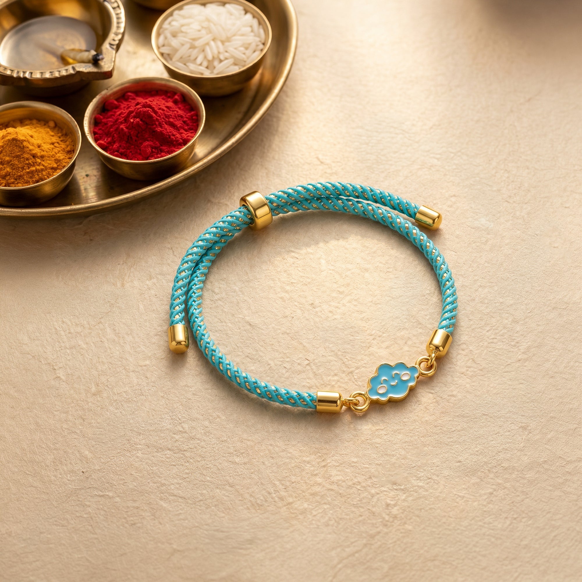Golden Cute Cloud Kids Rakhi — image 1