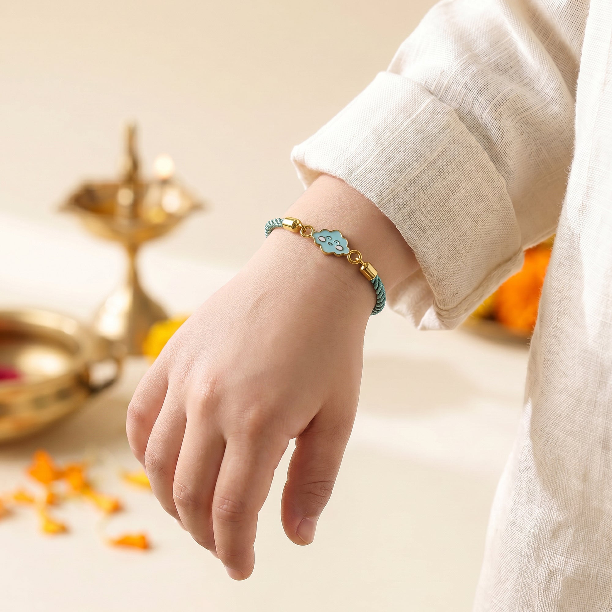 Golden Cute Cloud Kids Rakhi — image 2