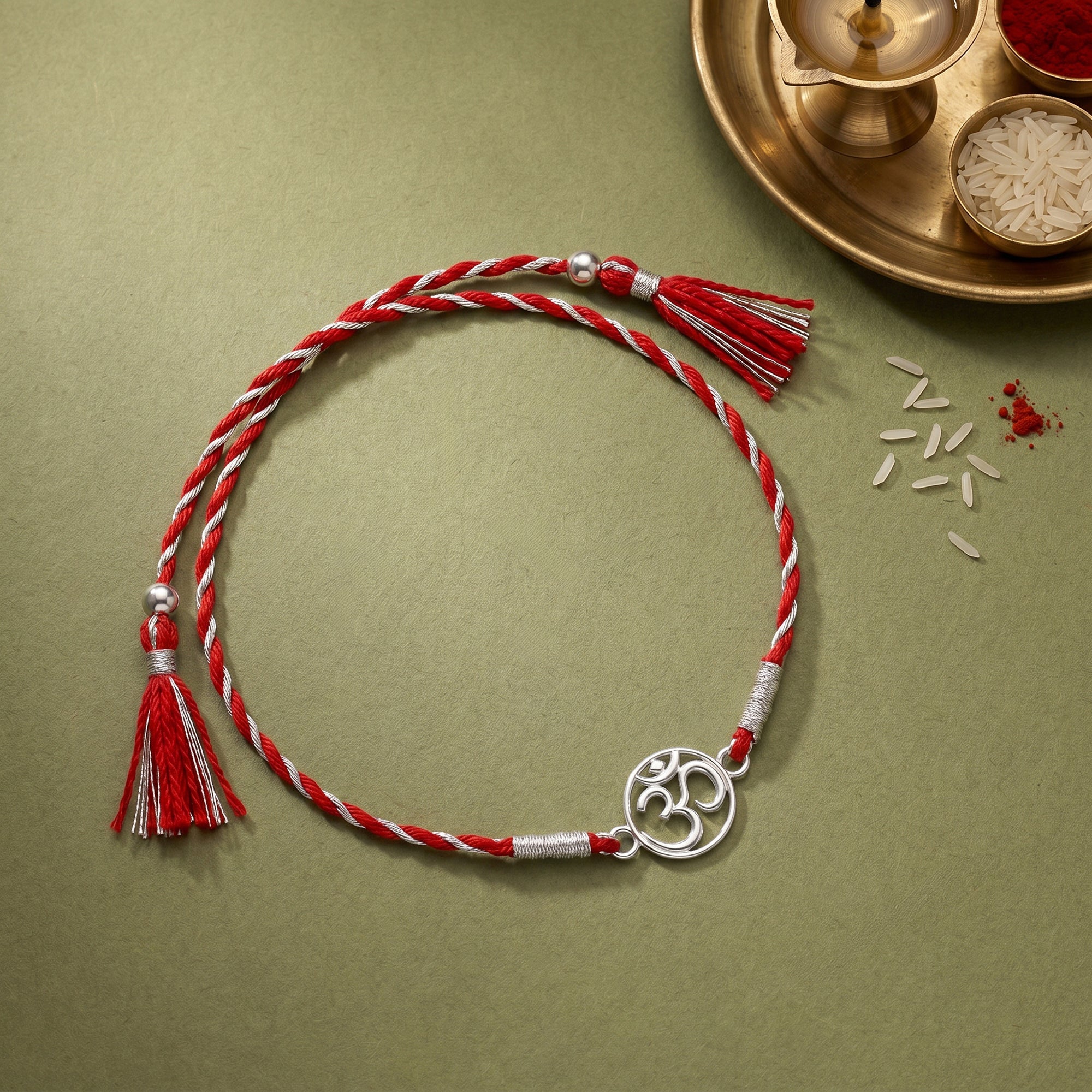 Silver Om Shubh Raksha Rakhi — image 1