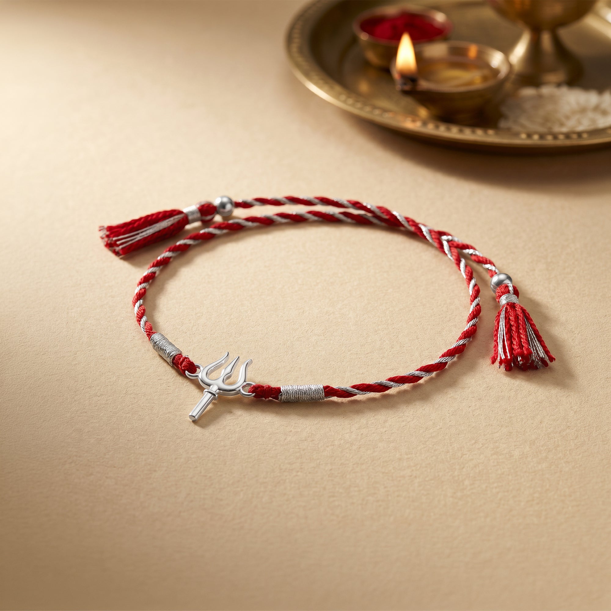 Silver Blessed Trishul Rakhi — image 1