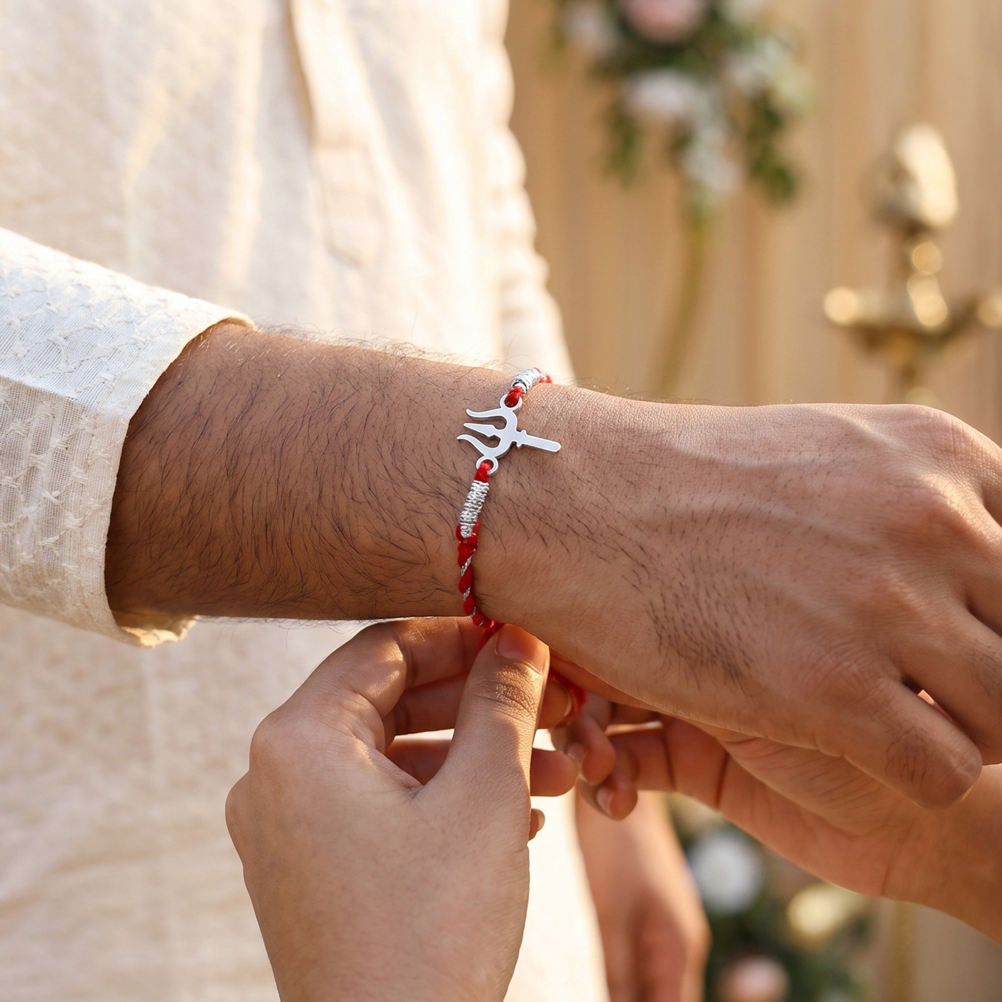 Silver Blessed Trishul Rakhi — image 2