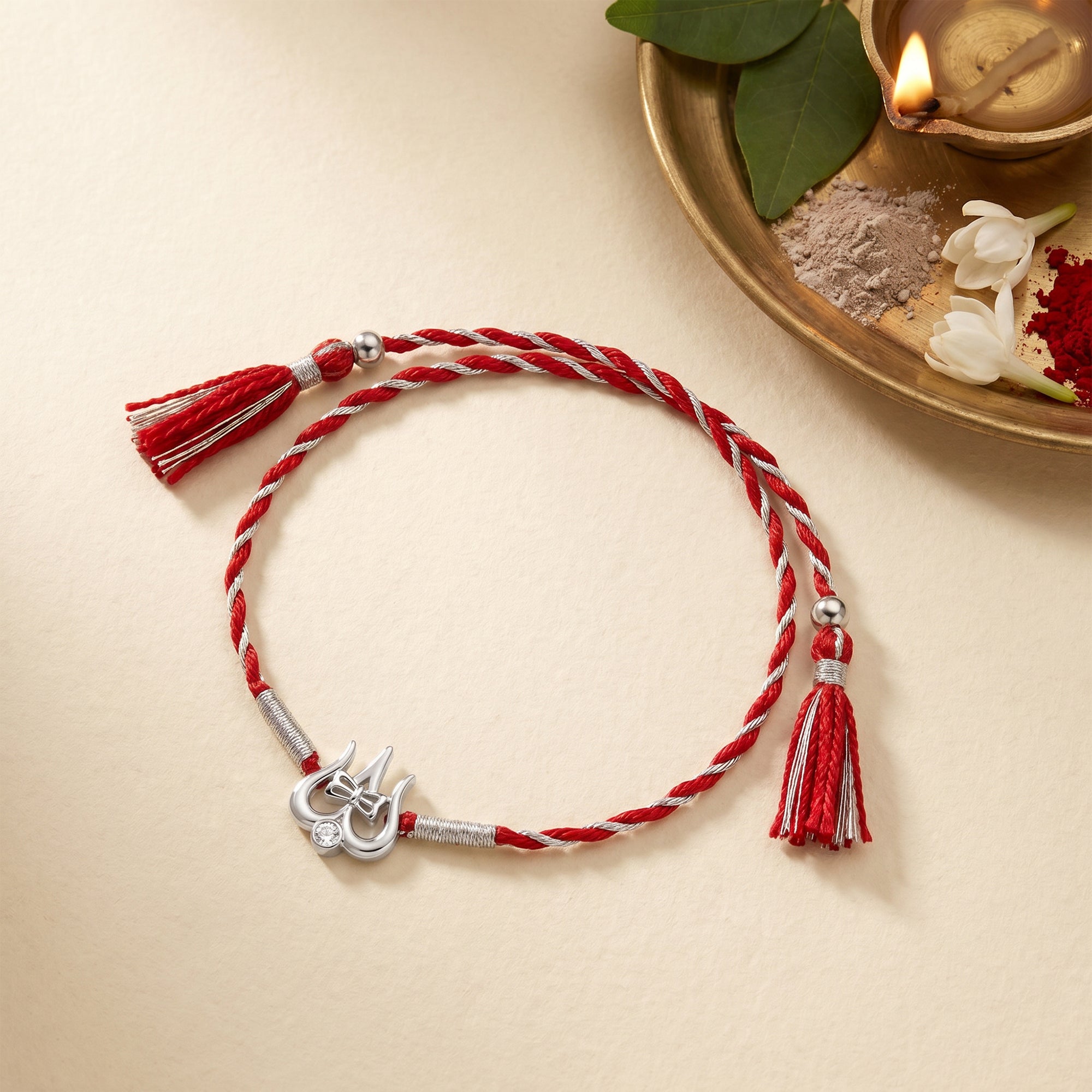 Silver Trishul Damaru Raksha Rakhi — image 1