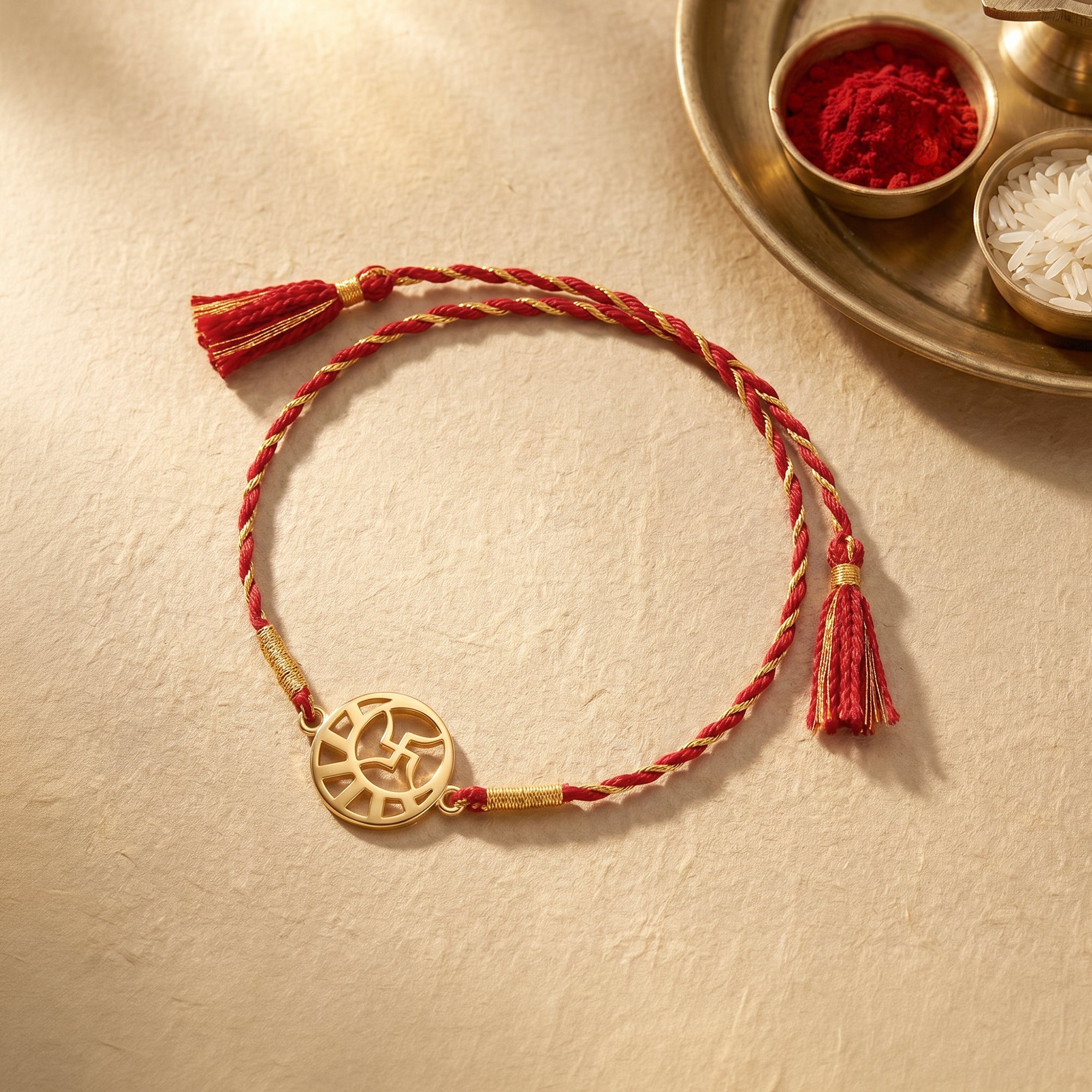 Golden Swastik Kavach Rakhi — image 1