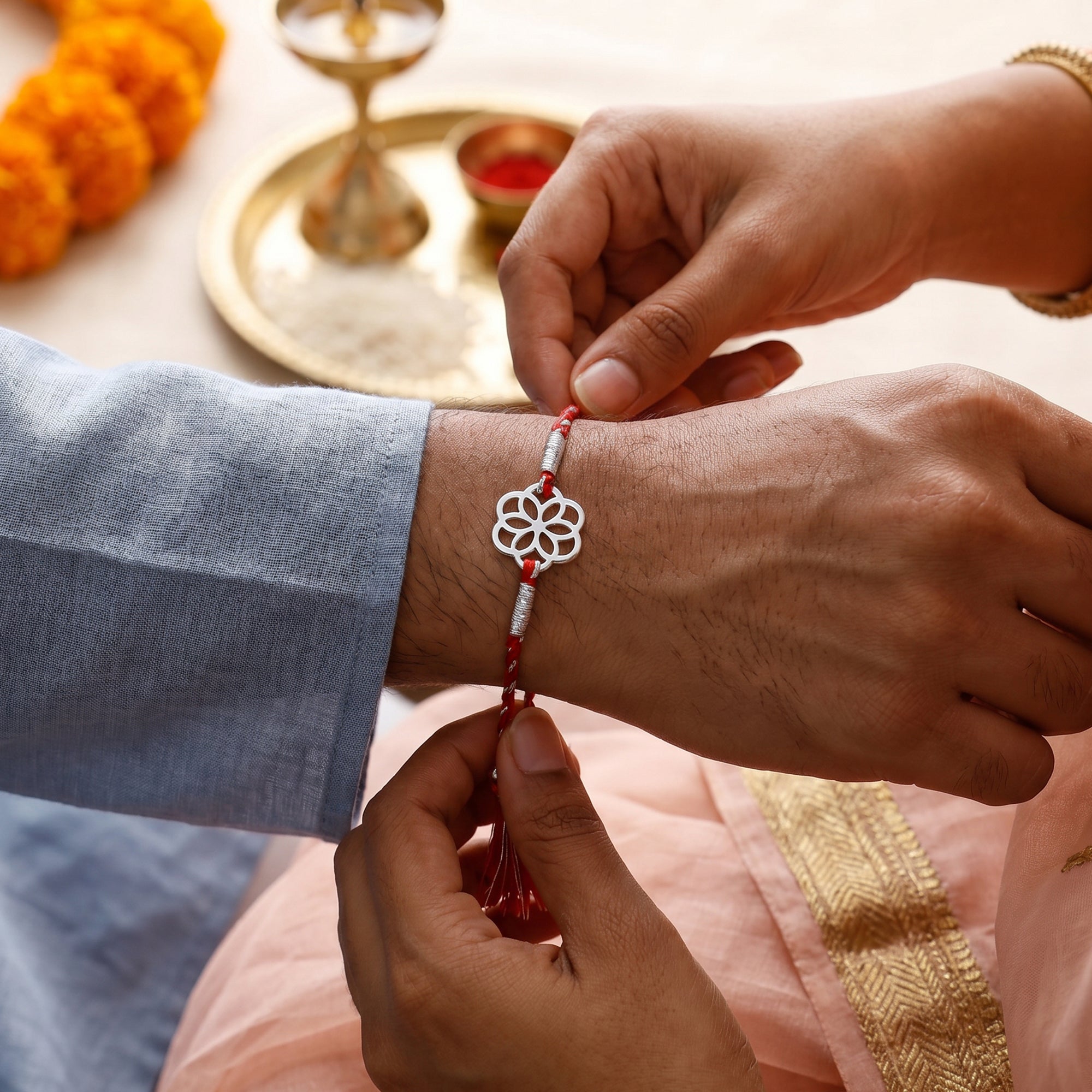 Silver Advik Mandala Rakhi — image 2