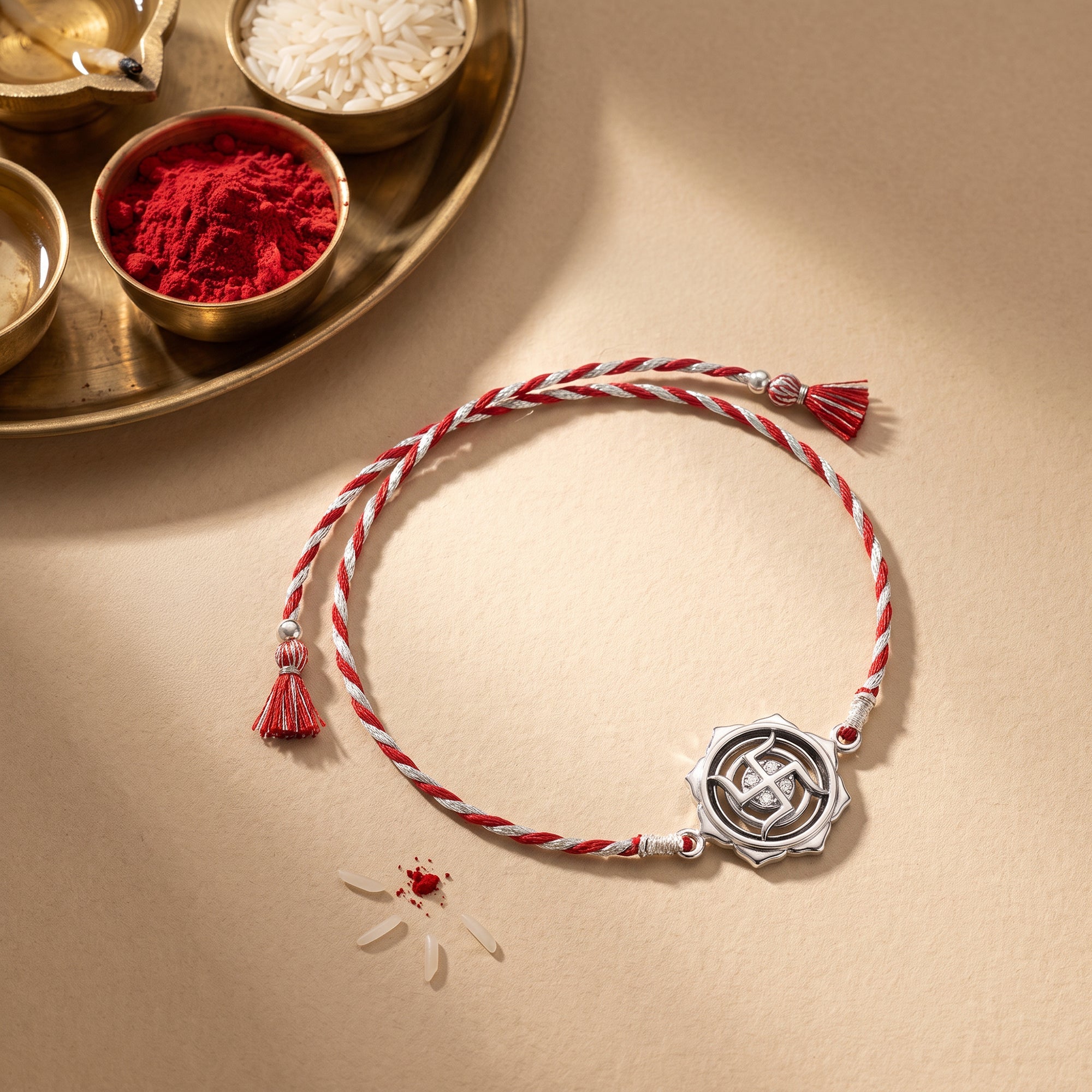 Oxidised Silver Swastika Rakhi — image 1