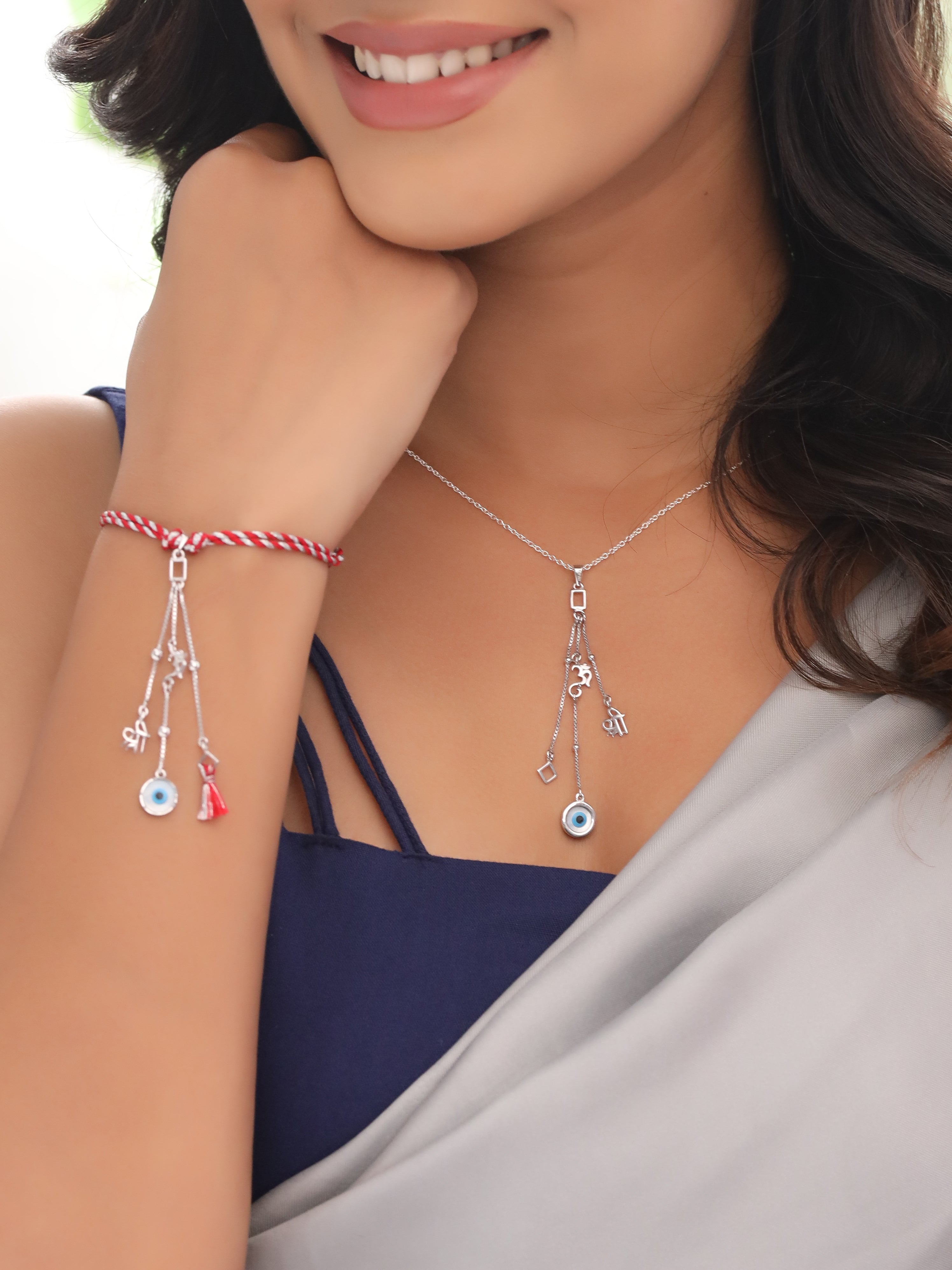 Odisha Filigree Inspired Silver Lumba Convertible Rakhi Pendant — image 2